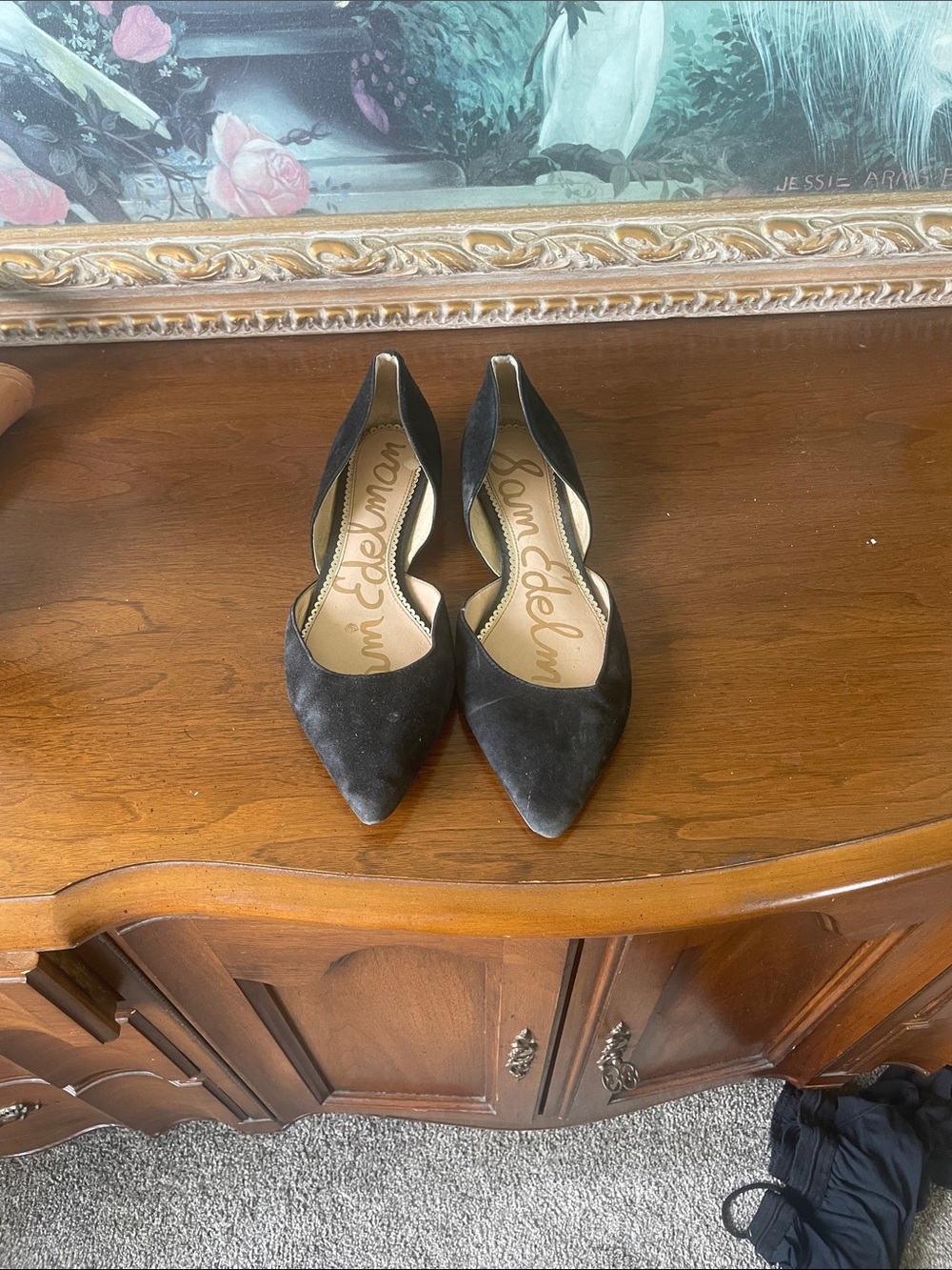 Sam Edelman Black Suede Pointed D'Orsay flats